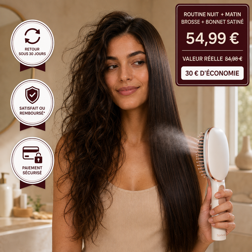 Routine nuit et matin Sprivva avec cheveux avant-après, 30 € d’économies et garanties